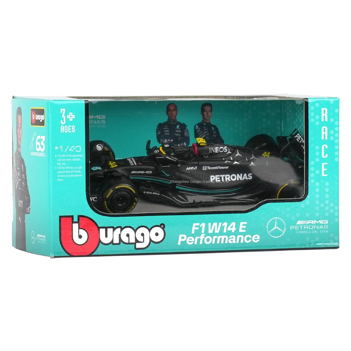 Burago 1:43 Mercedes AMG 2023 W14 E Performance F1 Formula Car Toys